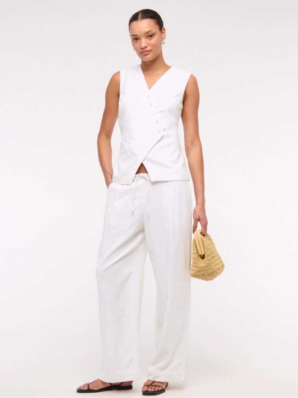 Abercrombie XXL long linen blend pull on pant